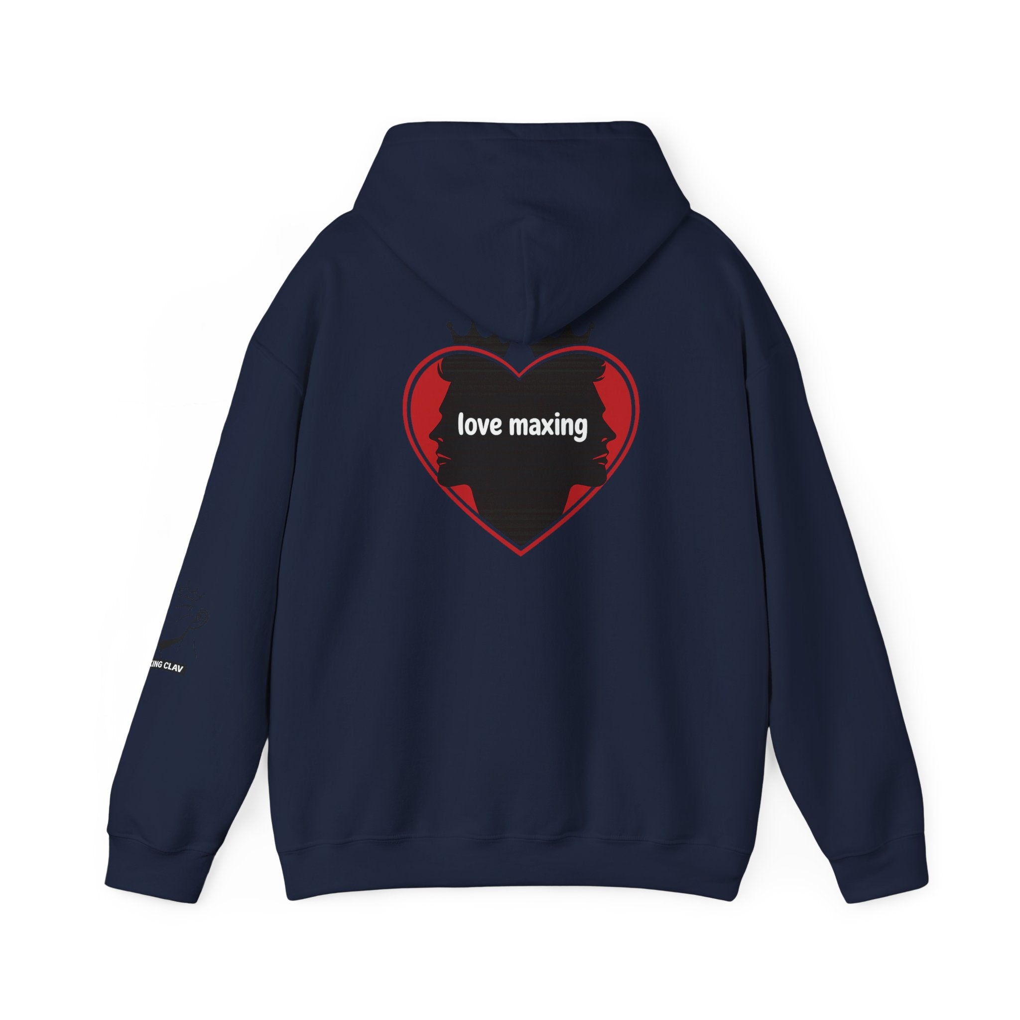 Hoodie — Minimal King Crown Portrait & 'love maxing' Heart Graphic