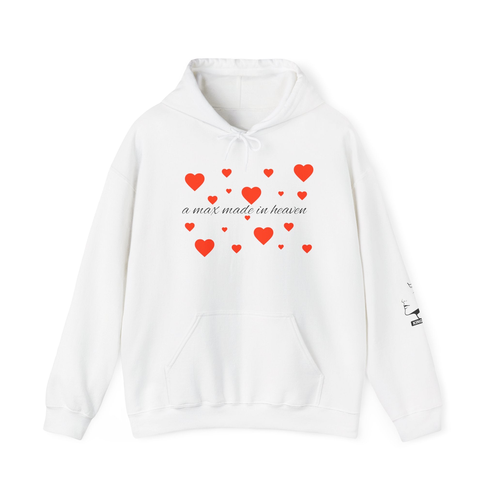 Hoodie — Minimal King Crown Portrait & 'love maxing' Heart Graphic