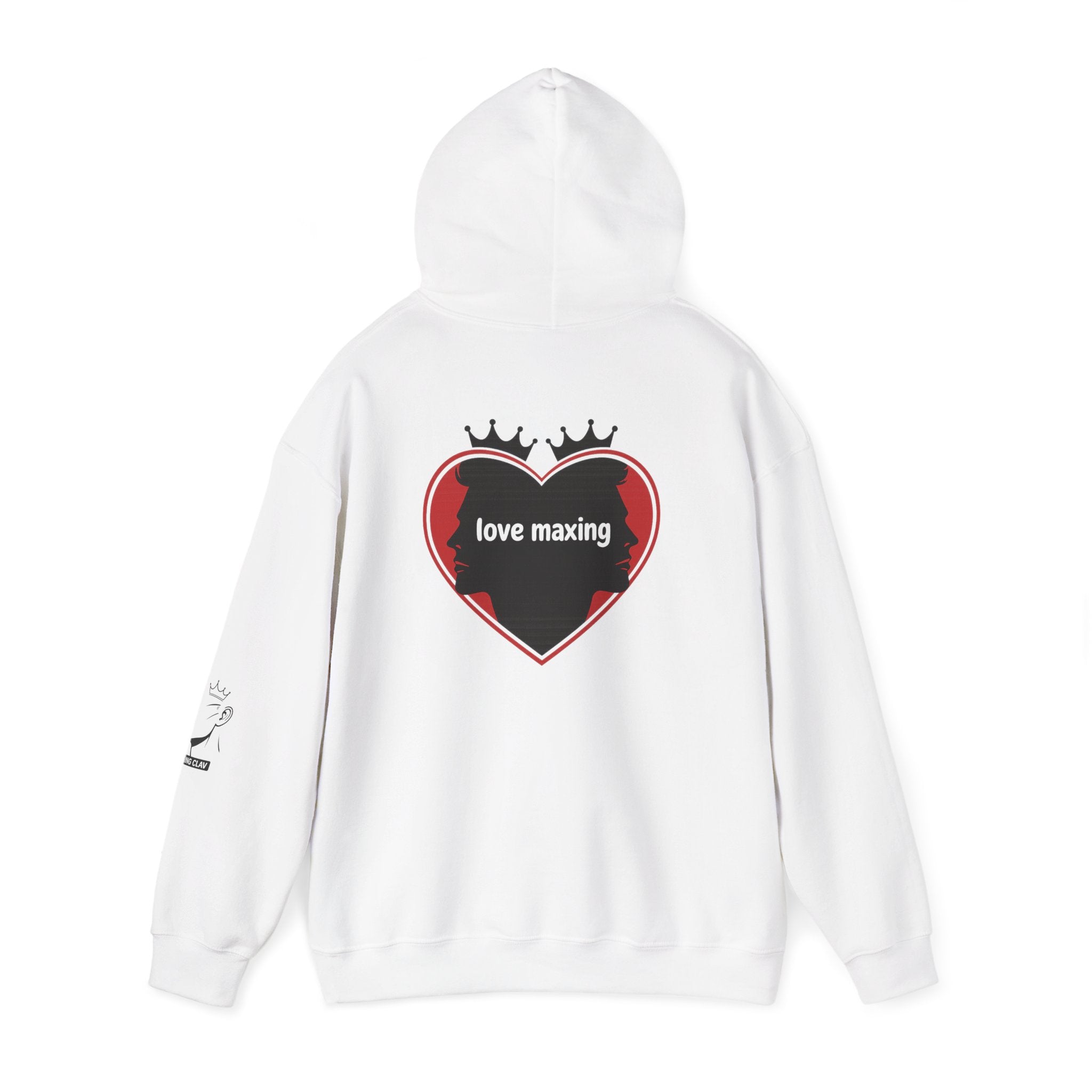 Hoodie — Minimal King Crown Portrait & 'love maxing' Heart Graphic