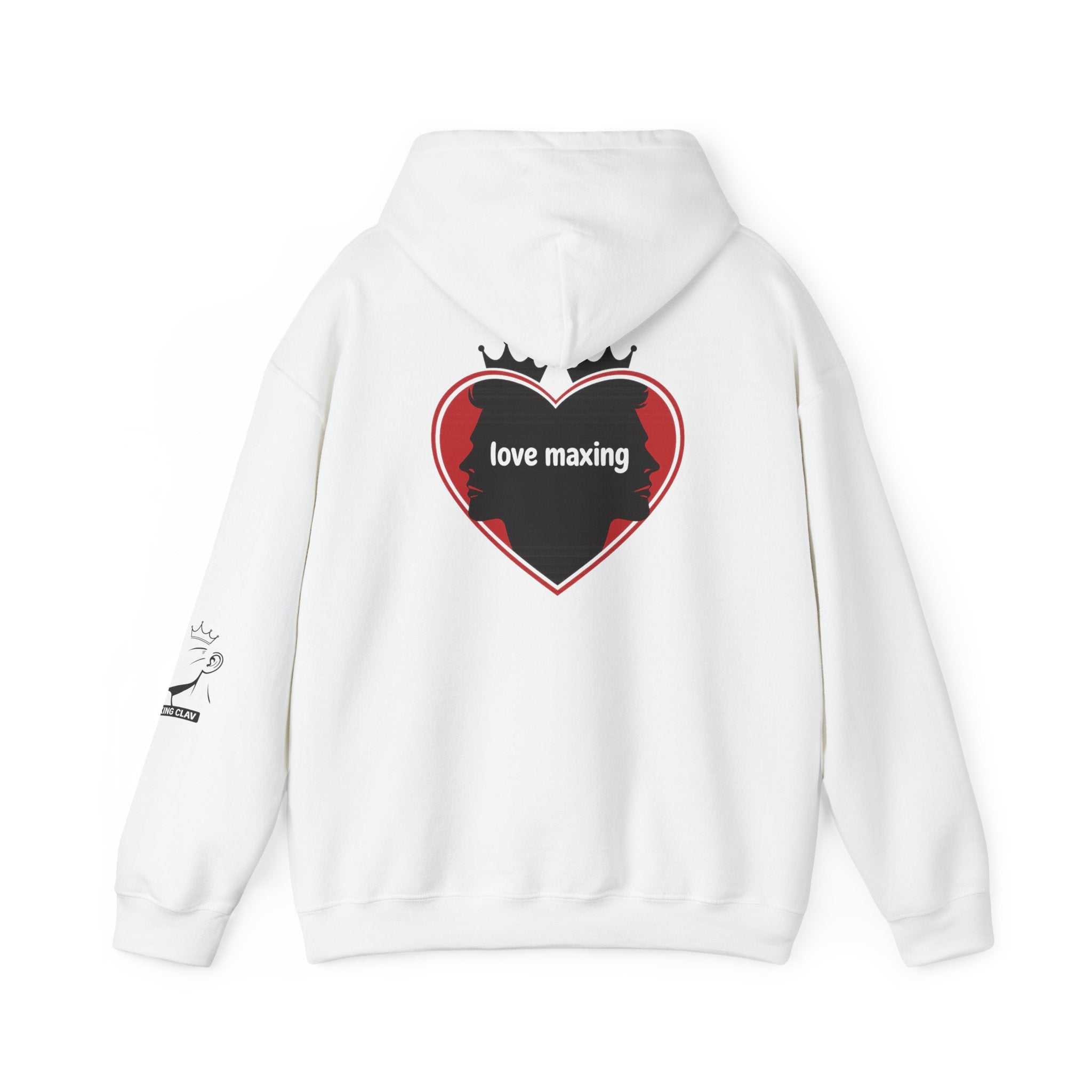 Hoodie — Minimal King Crown Portrait & 'love maxing' Heart Graphic